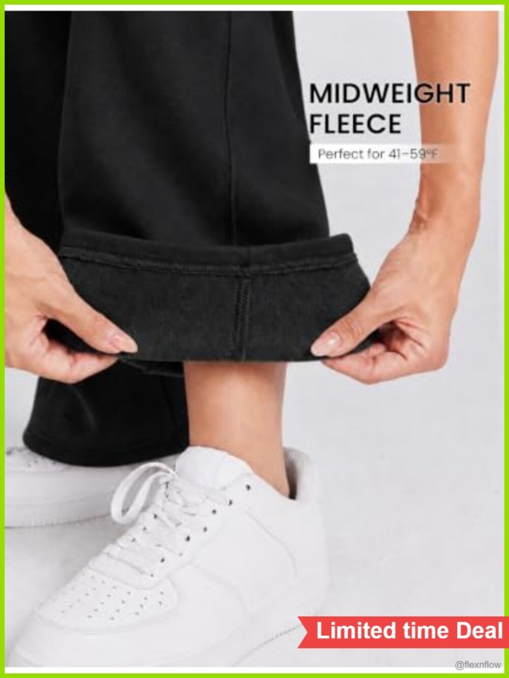Fleece Lined Wide Leg Sweatpants Petite Regular Inseam Drawstring Pockets - Picture 2 of 6
